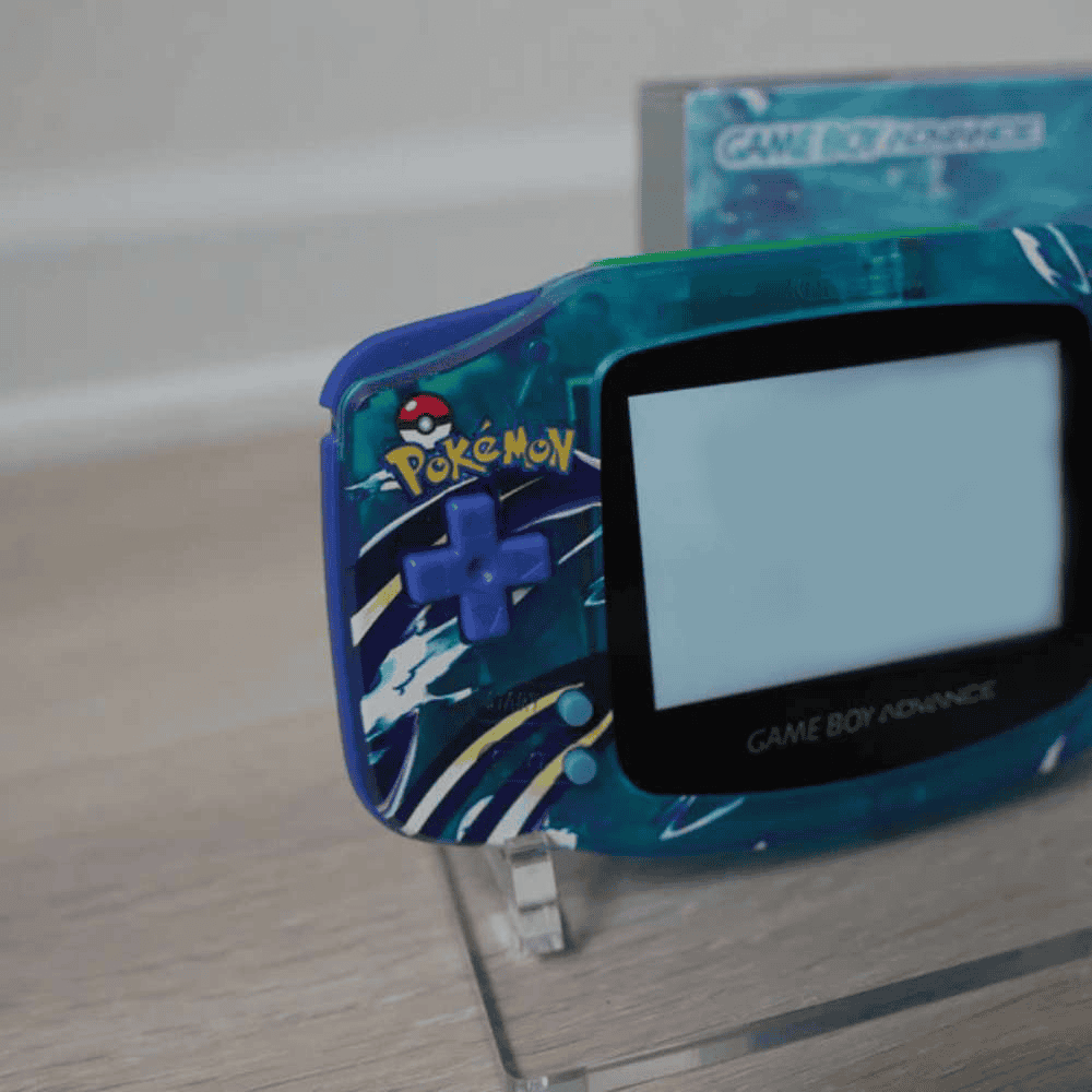 Kyogre-themed GBA IPS screen mod with box for Nintendo Game Boy Advance.