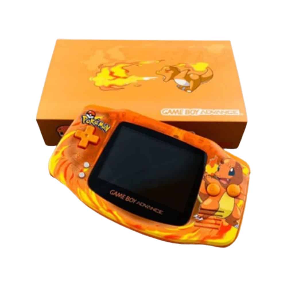 Charmander-themed Nintendo Game Boy Advance GBA with IPS backlit mod. Perfect for Pokémon fans and r.
