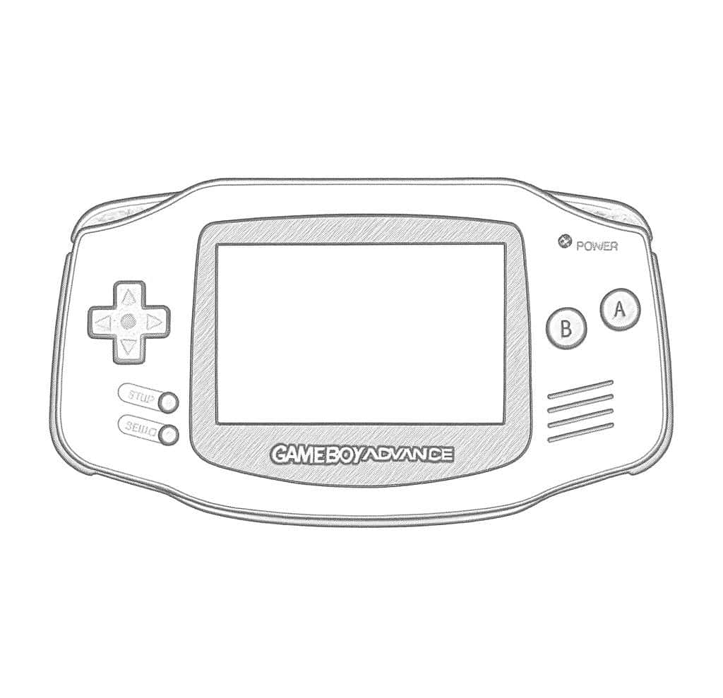 Portable gaming device with screen and control buttons.