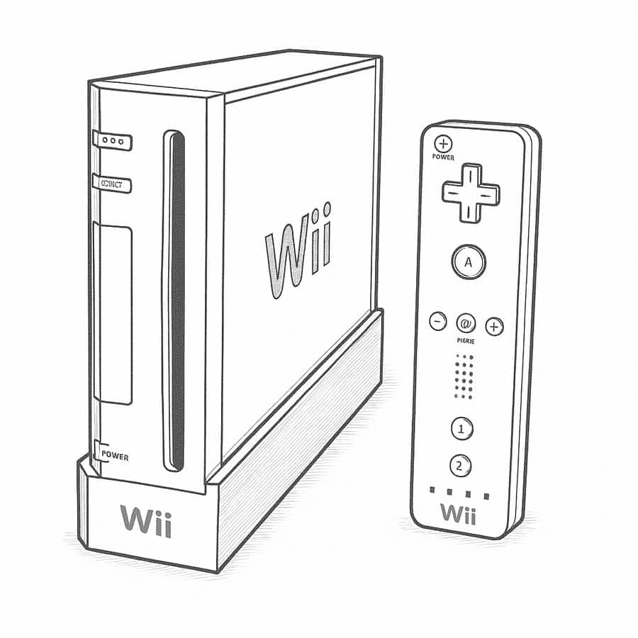 Wii gaming console with motion controller, ideal for family entertainment and interactive gameplay.