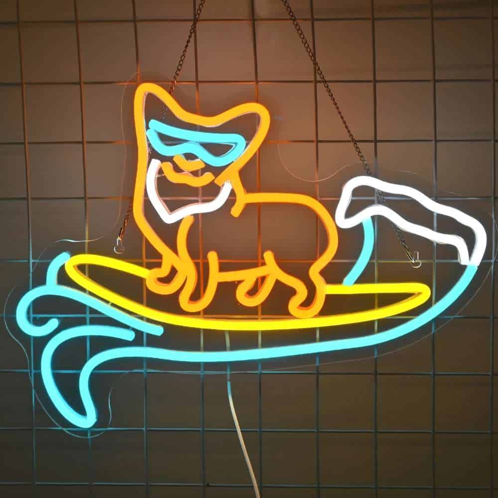Surfing Corgi - Neon Sign