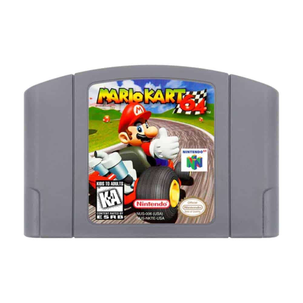 Classic Mario Kart 64 N64 game cartridge for Nintendo 64 console.