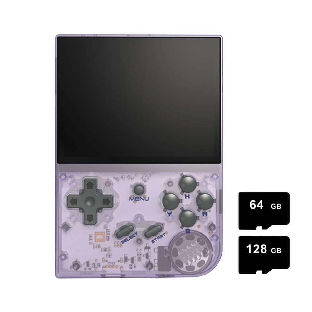 Handheld gaming console featuring a large screen and customizable controls for retro gaming enthusia.