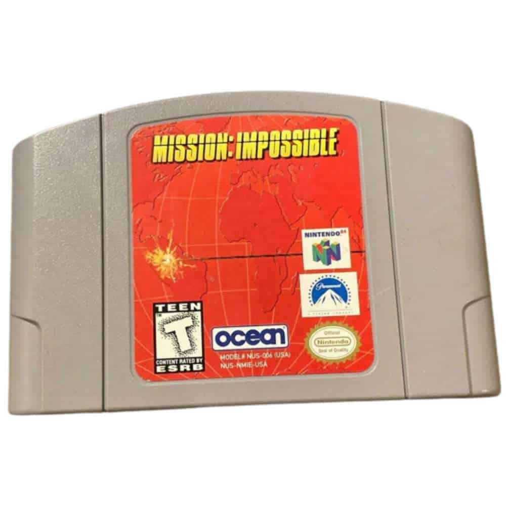 N64 Mission Impossible game cartridge with original label and design.