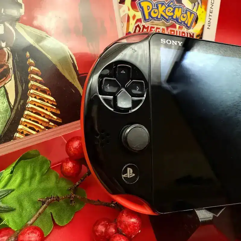 Alternative view of Black & Red PlayStation Vita 2000 – Slim Model | Modded, Cleaned & Ready to Play