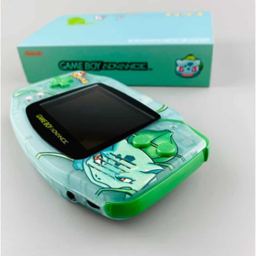 Custom Bulba Nintendo GBA with IPS backlit screen for enhanced gaming experience.