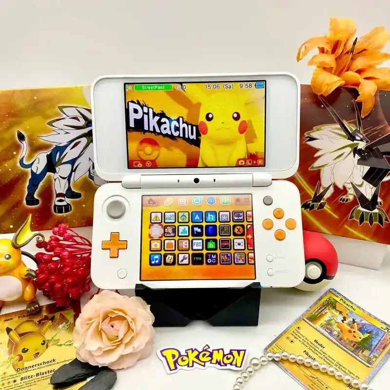 New Nintendo 2DS XL – White & Orange Theme | Modded & Ready to Play