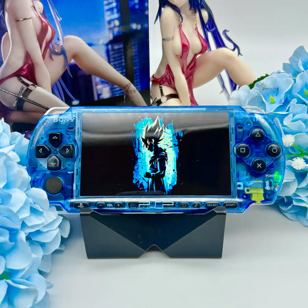 Alternative view of PSP 3000 Transparent Blue – Cleaned & Tested | UMD + Digital Games | Collector Favorite | Fully Restored