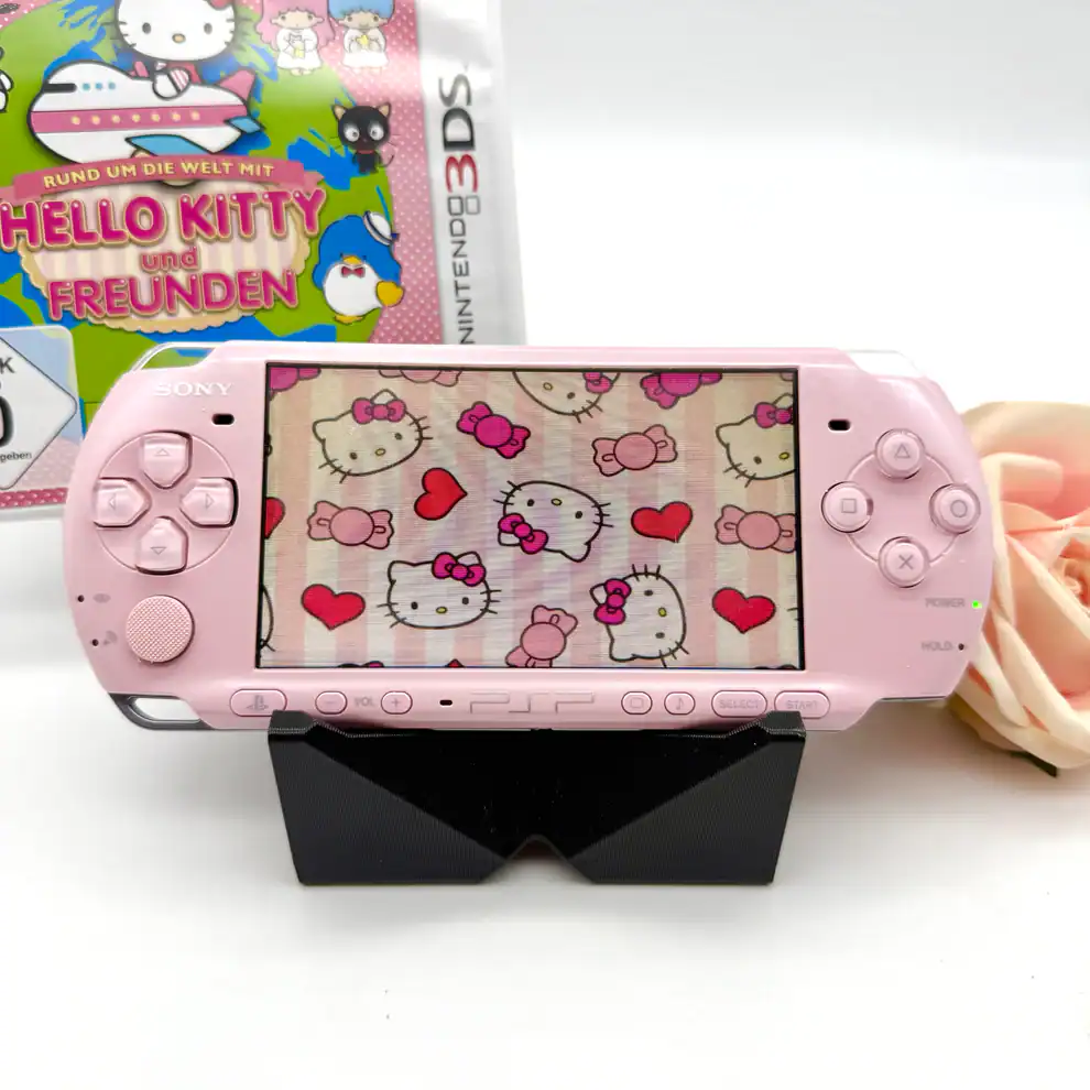 Alternative view of Pink PSP 3000 – Slim Model | Modded, Cleaned & Ready to Play