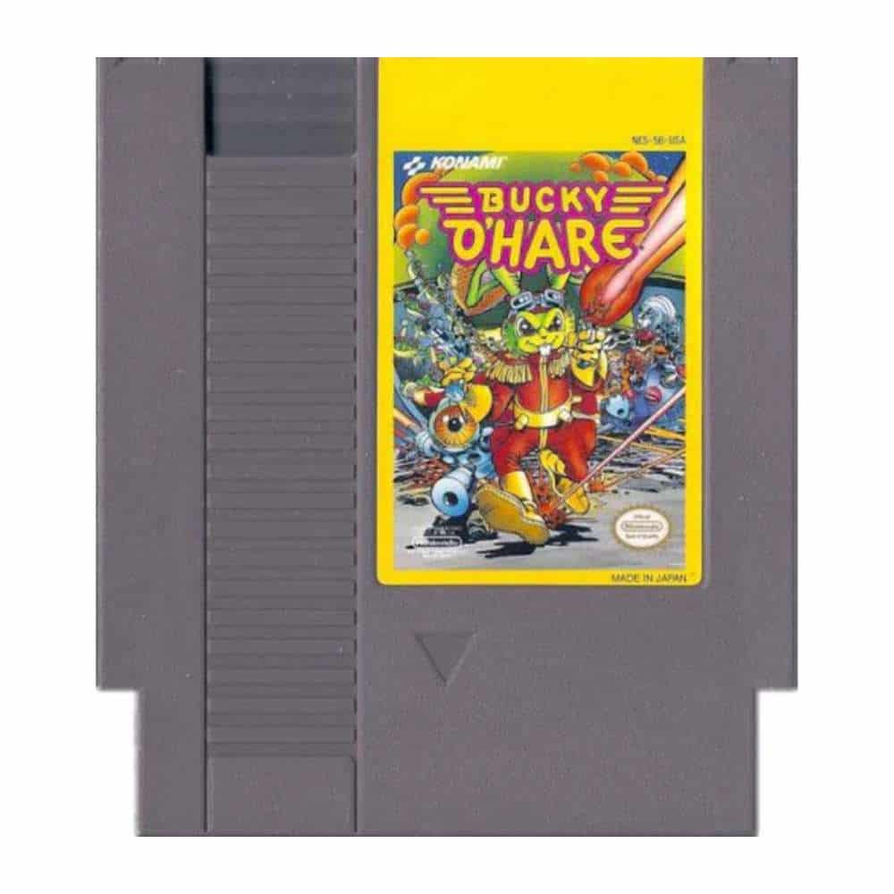 Classic Bucky O'Hare NES video game cartridge for retro gaming.