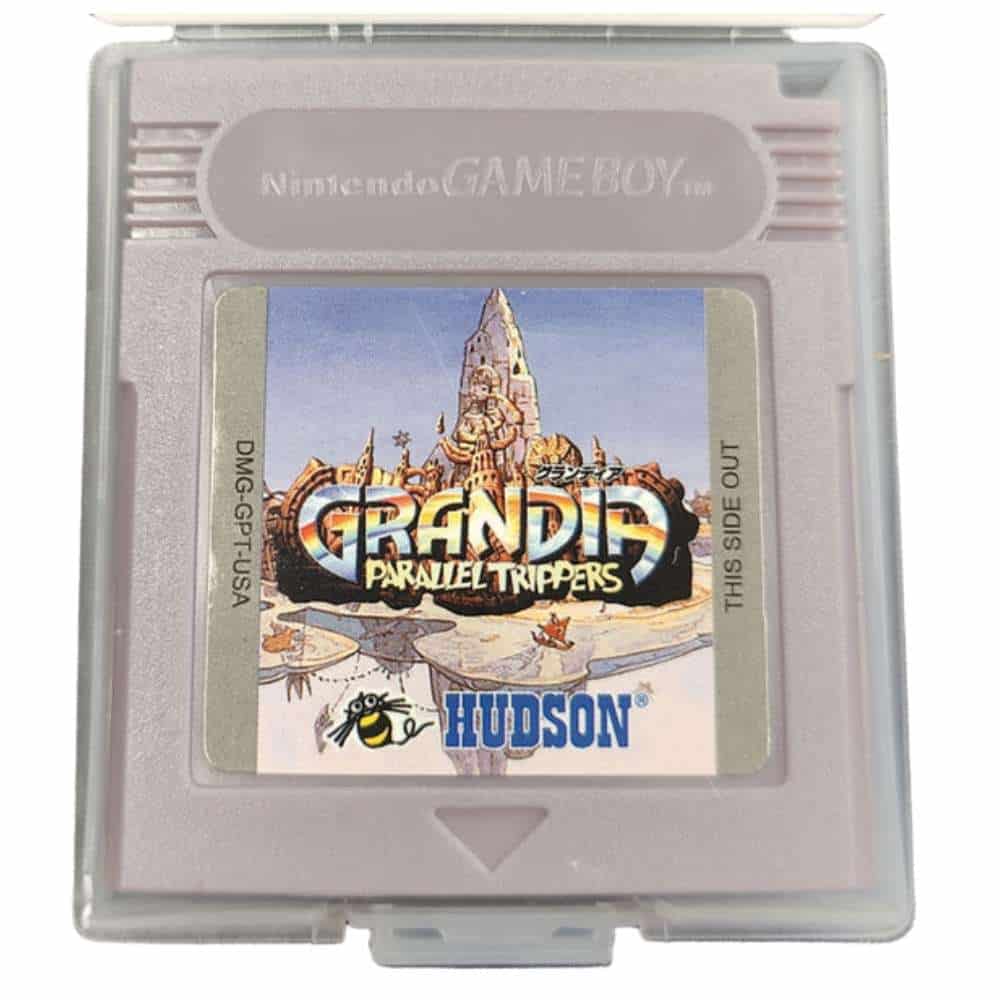GBC game cartridge for Grandia - Parallel Trippers on Game Boy Color. Classic RPG with vibrant artwo.