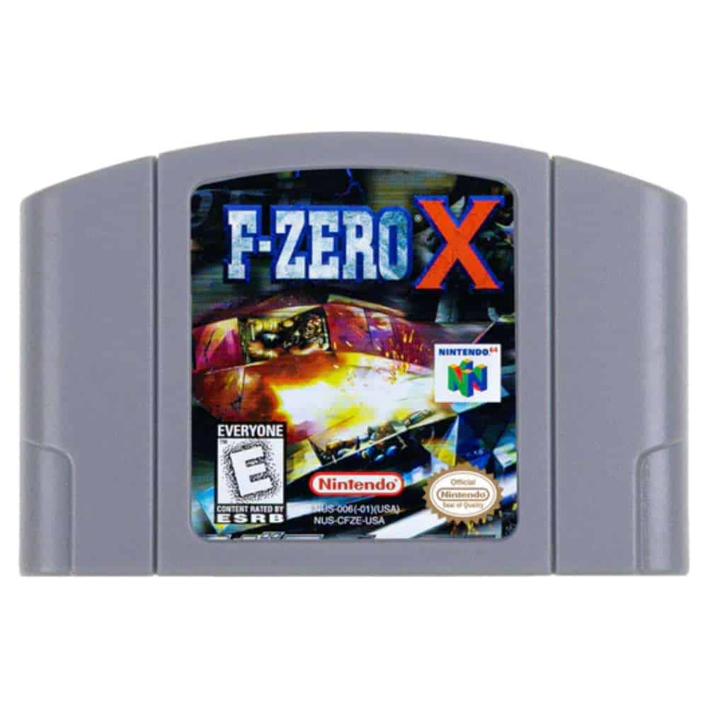 F-Zero X Nintendo 64 game cartridge for high-speed racing.