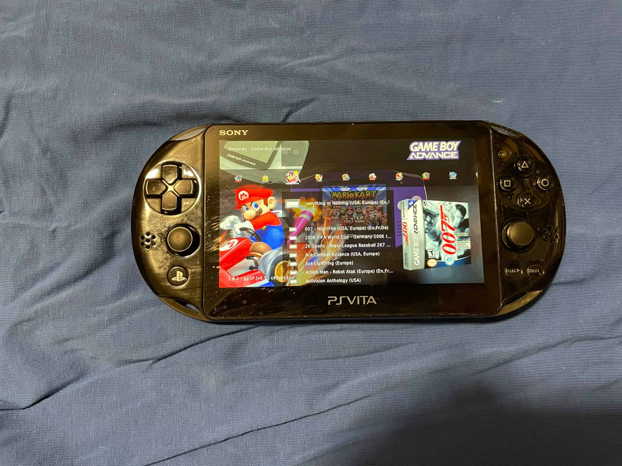 Sony PS Vita OLED model with 28GB, 256GB, 512GB, 1TB storage, homebrew, and 8000+ games.