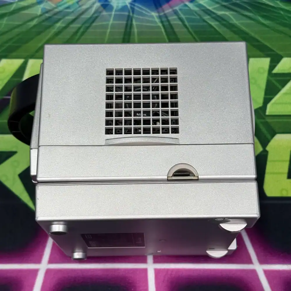 Custom modded platinum GameCube console with enhanced features.