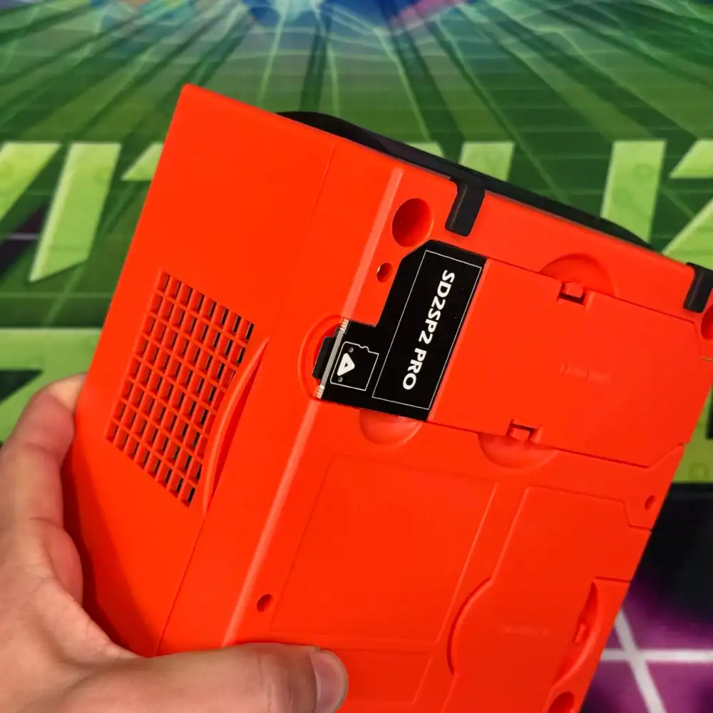 Red/Black Two-Tone GameCube with custom modifications.