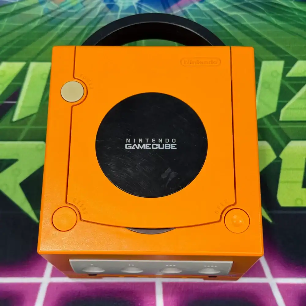 Custom Spice Orange GameCube console with unique design.