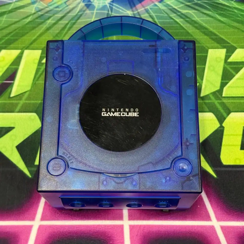 Blue Transparent GameCube with custom modifications.
