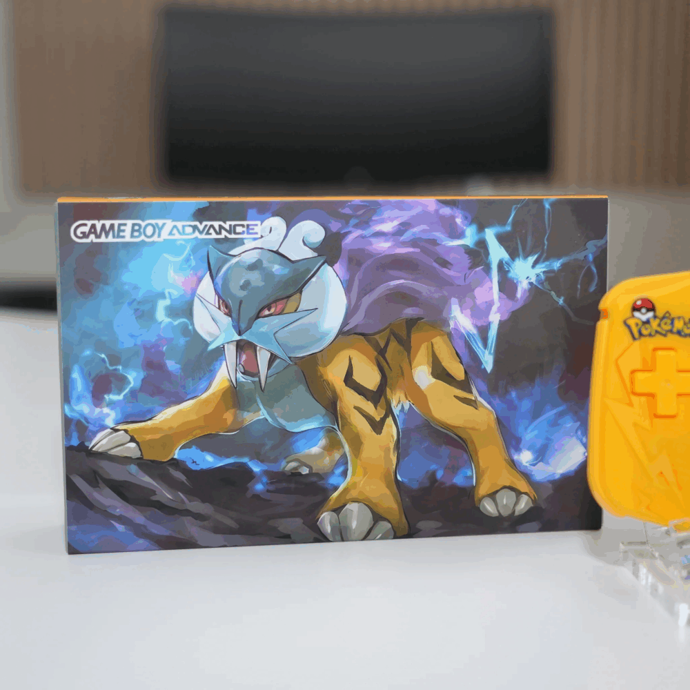 Shiny Raiku themed GBA IPS screen mod in box, perfect for collectors and gamers. High-quality upgrad.
