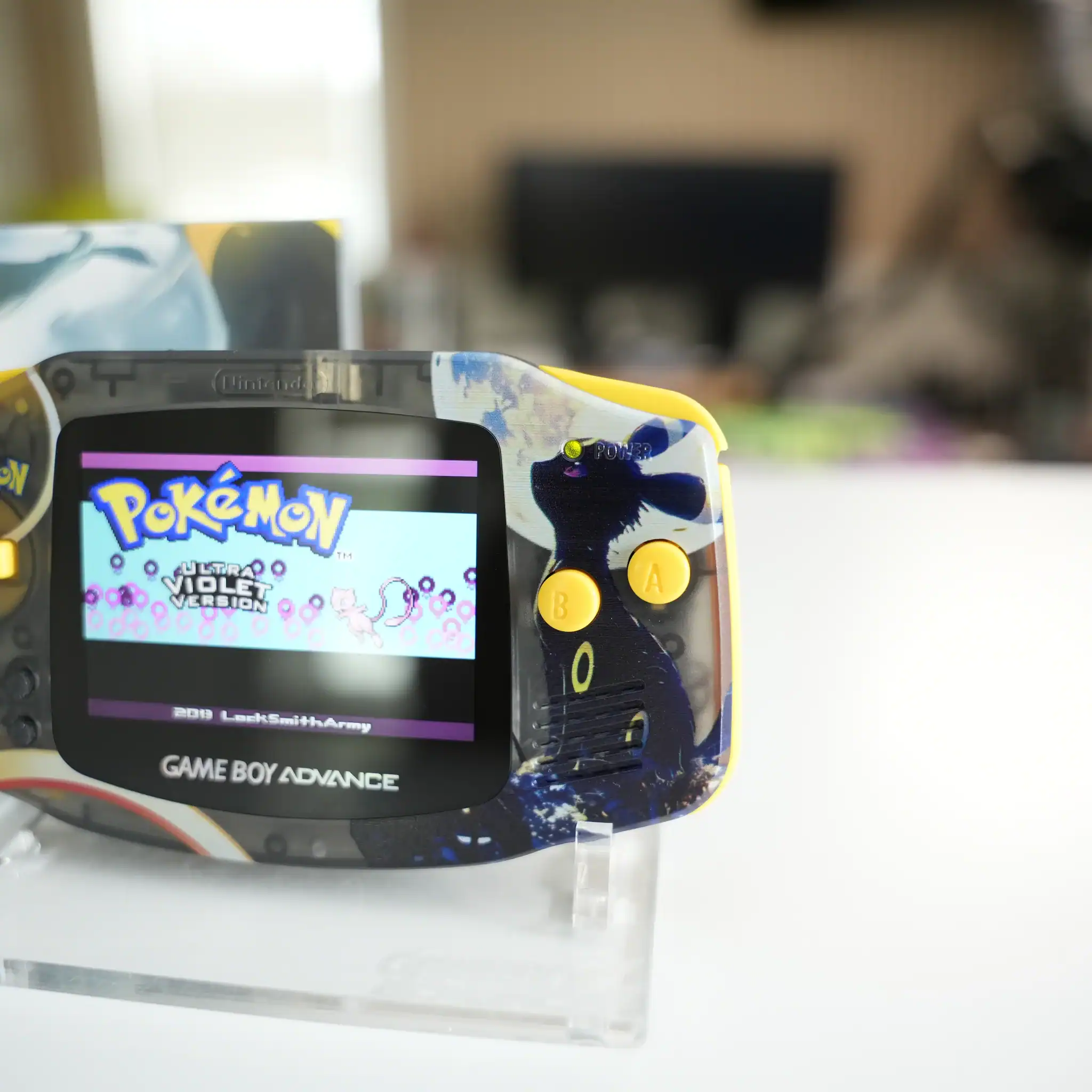 Portable Pokémon Umbreon-themed Game Boy Advance with IPS backlit screen. Perfect for collectors and.