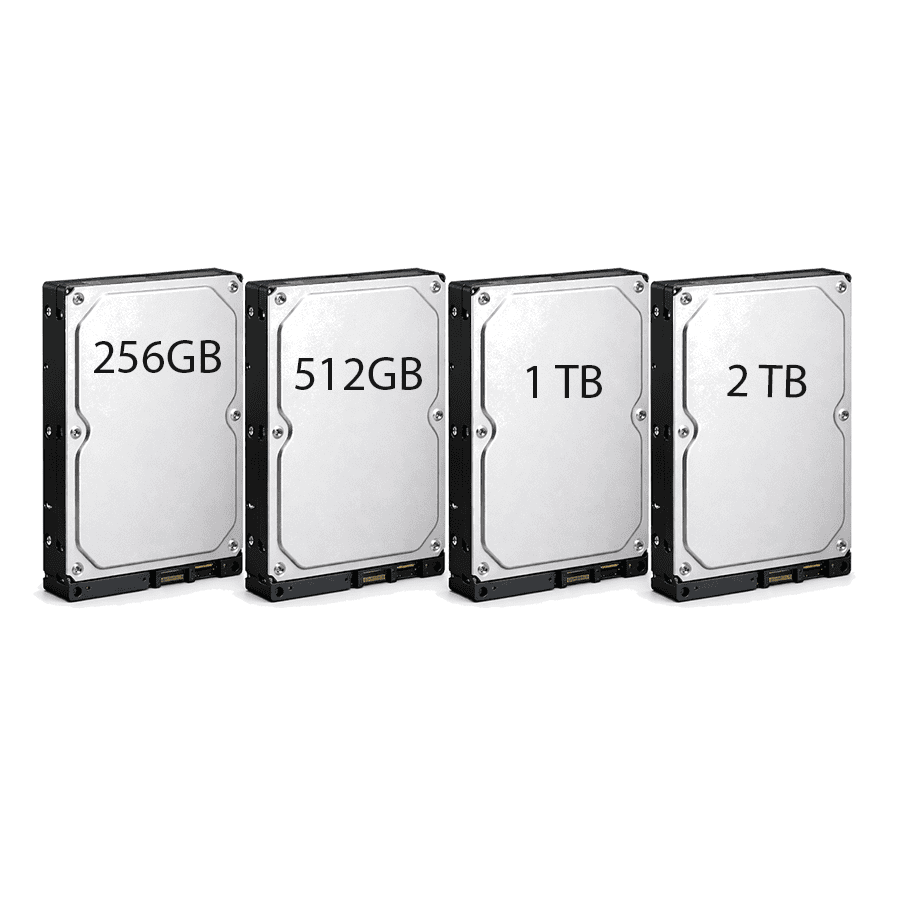 High-capacity hard drives with various storage options for gaming and media.