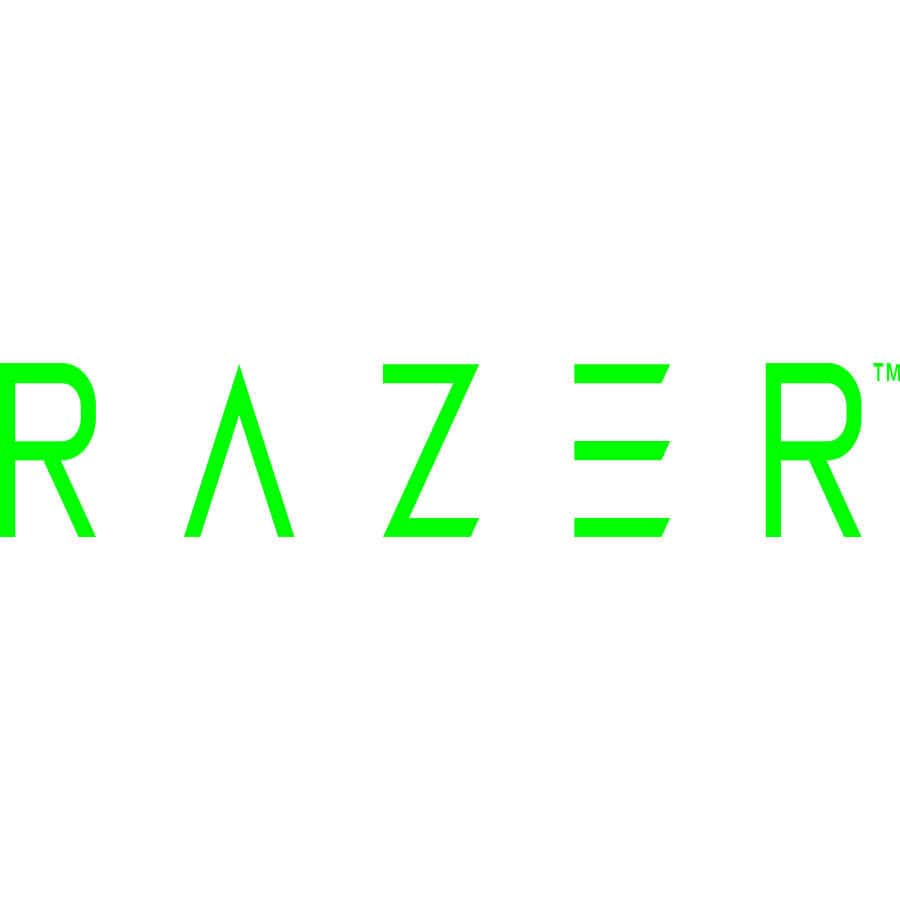 Razer logo in bright green on a white background for gaming accessories.