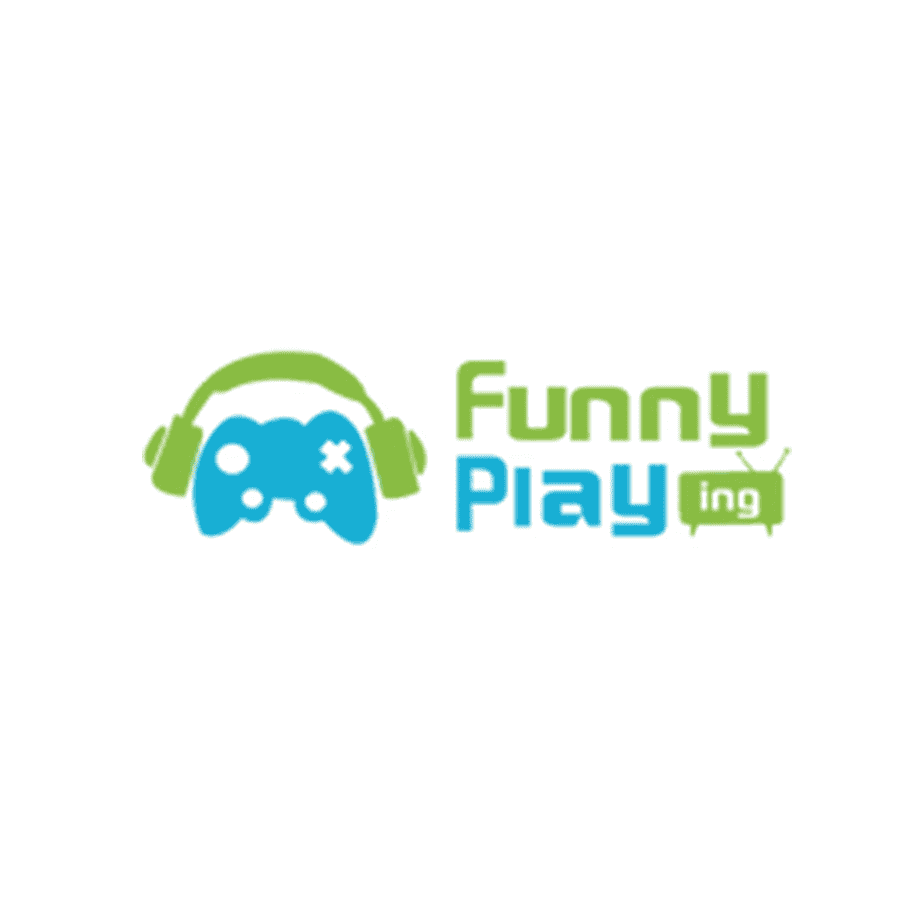 Gaming logo with headphones and game controller for Funny Play ing.