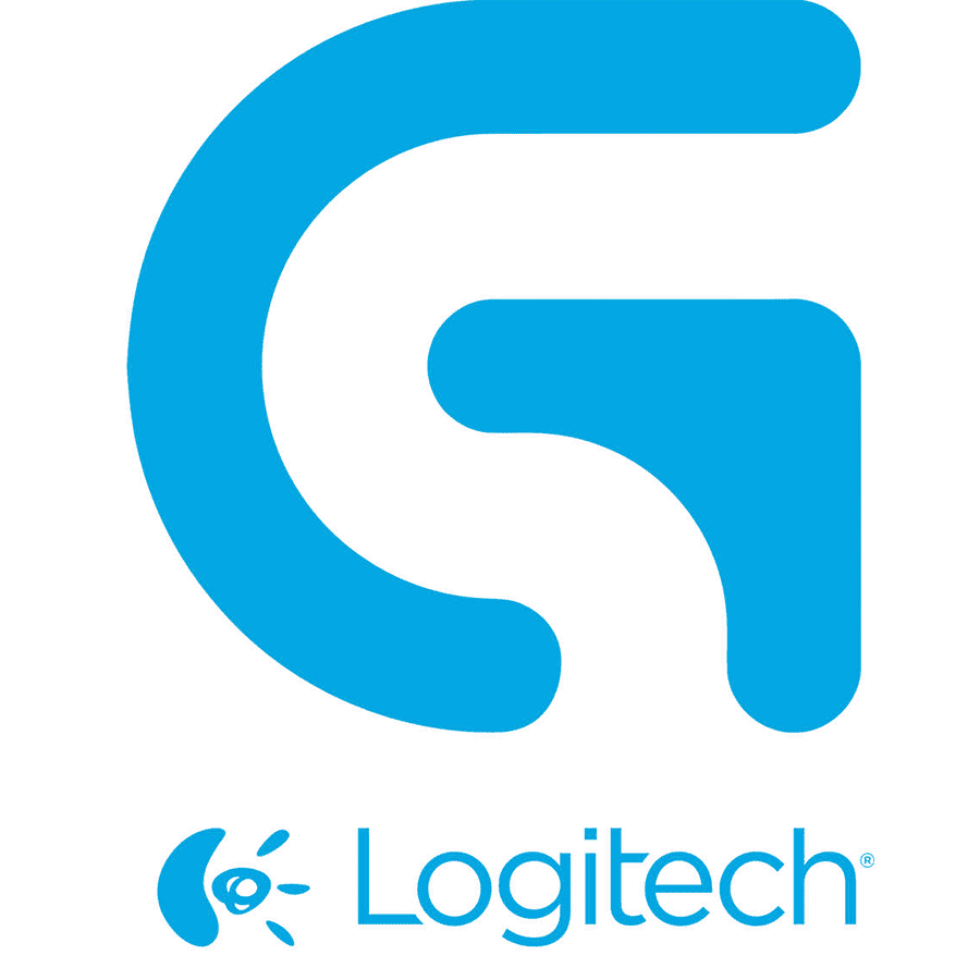 Logitech logo in blue on white background for memory card branding.