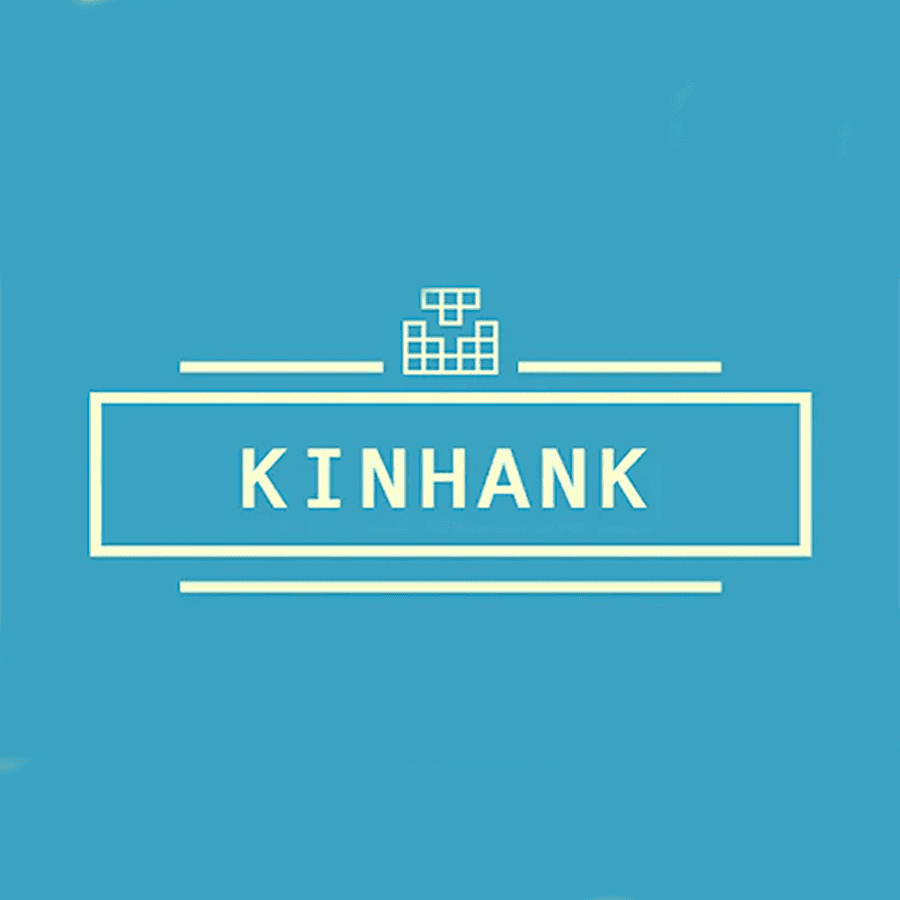 Kinhank logo displayed on a blue background for branding and recognition.