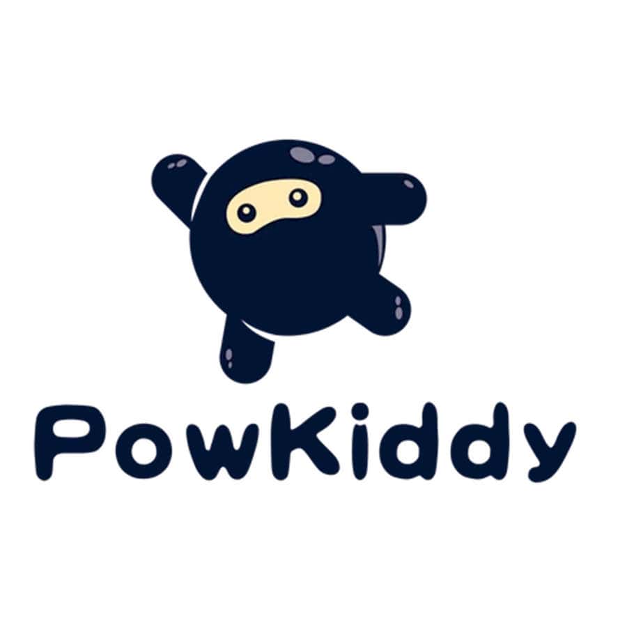 Powkiddy mascot logo for gaming and memory cards.