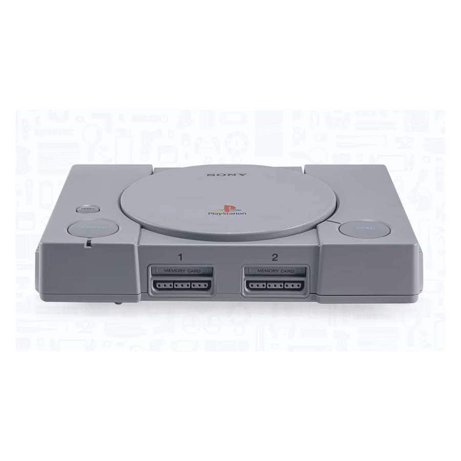 PlayStation Classic console with micro SD card slots for gaming.