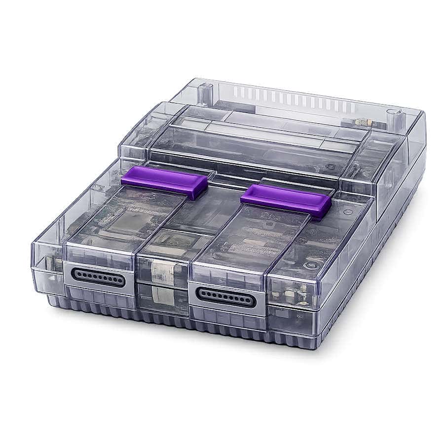 透明スーパーファミコン（SNES）＋EverDrive – すぐに遊べるコンソール