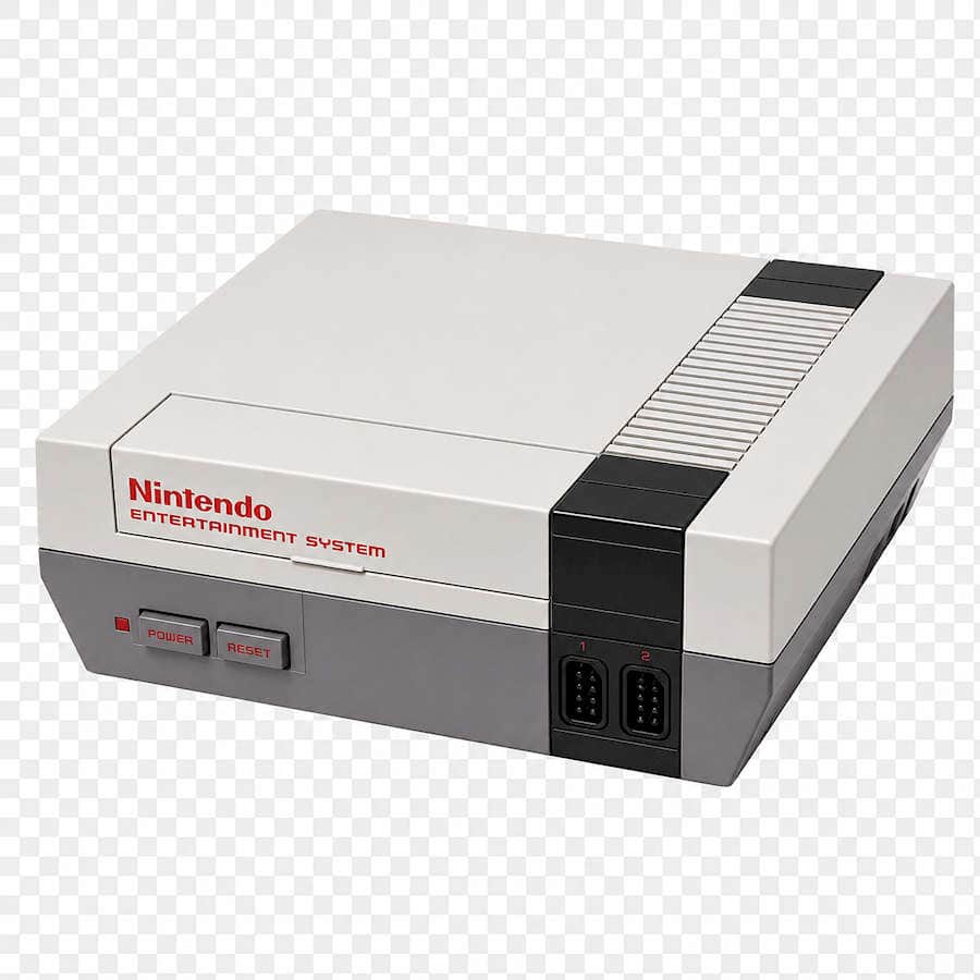 Original Nintendo Entertainment System (NES) console with controller ports.
