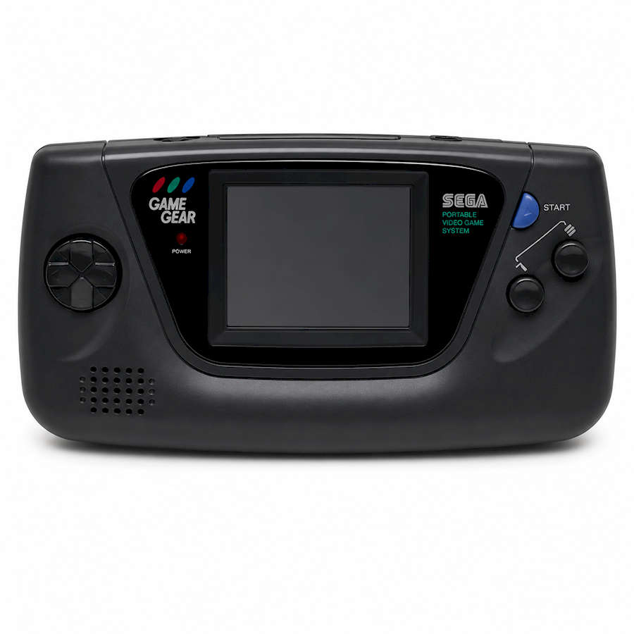SEGA Game Gear handheld console with screen and controls.