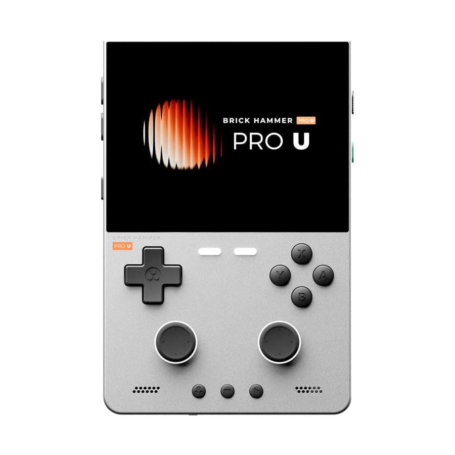 Portable gaming console with screen, buttons, and joysticks for gaming fun.