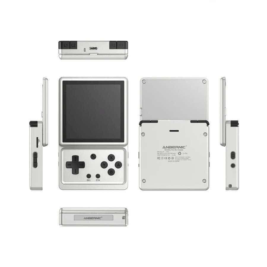 Anbernic RG Rotate handheld gaming console with screen and controls.
